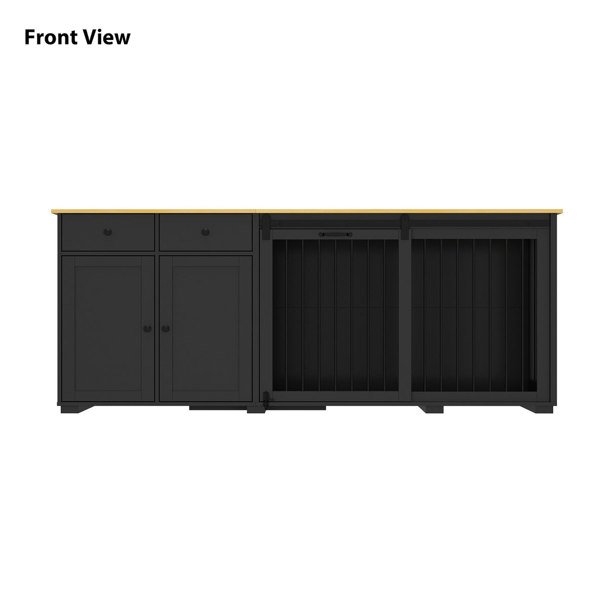 Storage Sideboard with Pet House Modern Home Essential in Black/White