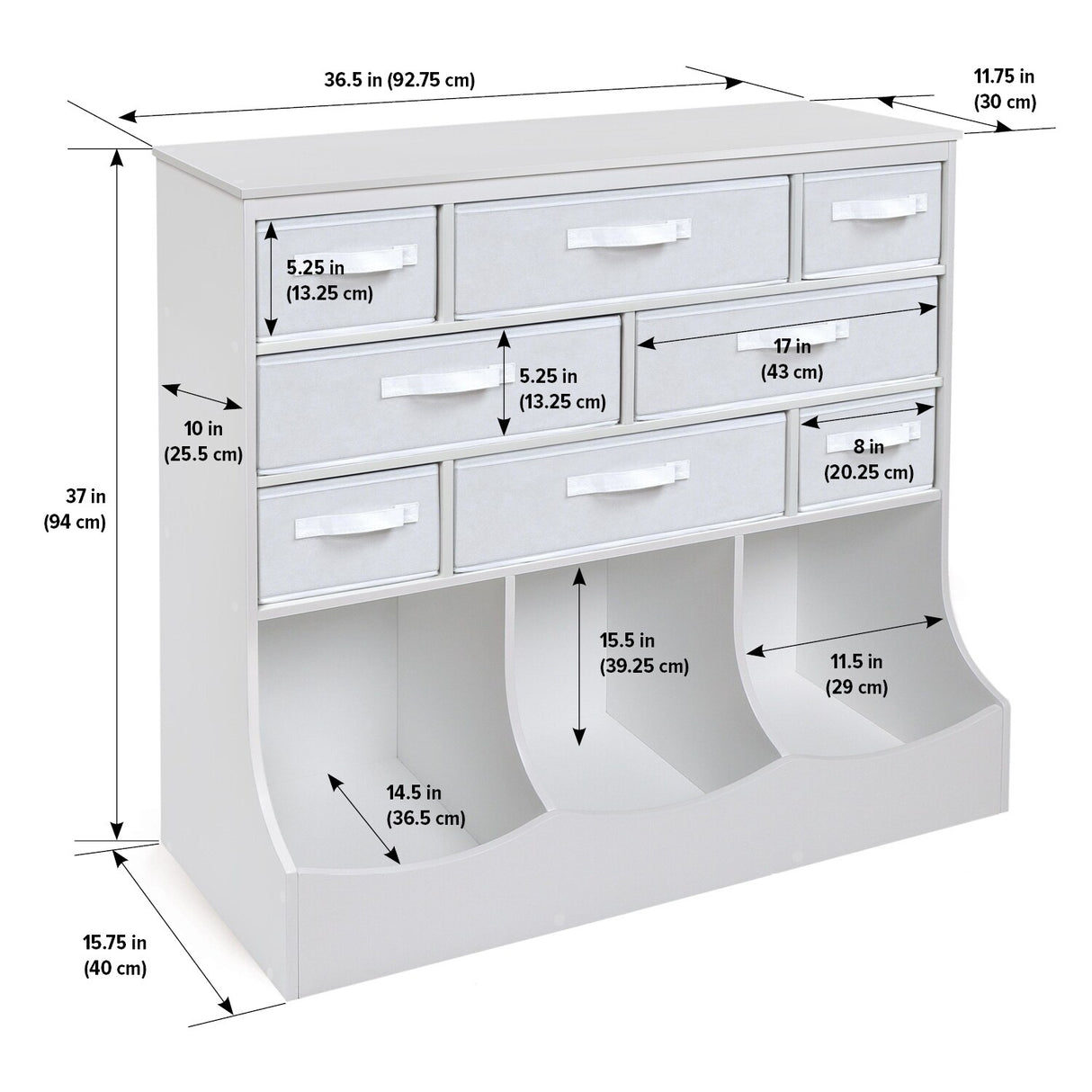 Storage Station with Eight Baskets and Three Bins