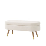 43.50" Upholstered boucle ottoman Storage Bench with wood leg