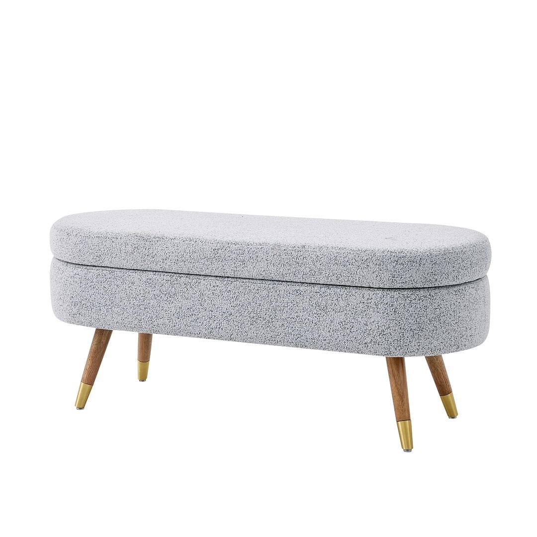 43.50" Upholstered boucle ottoman Storage Bench with wood leg