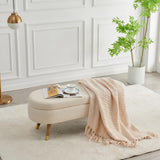 43.50" Upholstered boucle ottoman Storage Bench with wood leg