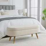 43.50" Upholstered boucle ottoman Storage Bench with wood leg