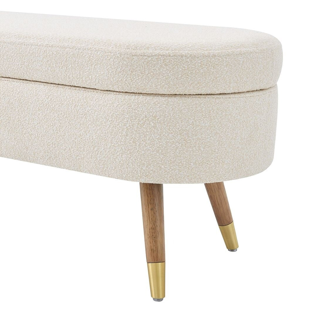 43.50" Upholstered boucle ottoman Storage Bench with wood leg