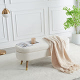 43.50" Upholstered boucle ottoman Storage Bench with wood leg