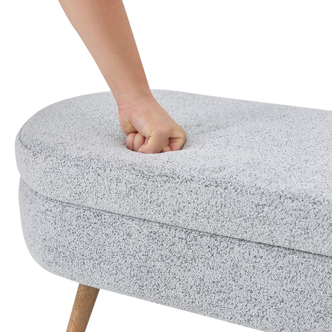 43.50" Upholstered boucle ottoman Storage Bench with wood leg