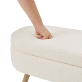 43.50" Upholstered boucle ottoman Storage Bench with wood leg