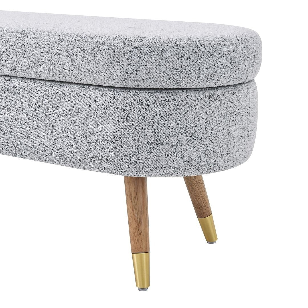 43.50" Upholstered boucle ottoman Storage Bench with wood leg