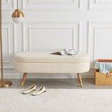 43.50" Upholstered boucle ottoman Storage Bench with wood leg