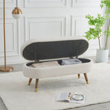 43.50" Upholstered boucle ottoman Storage Bench with wood leg