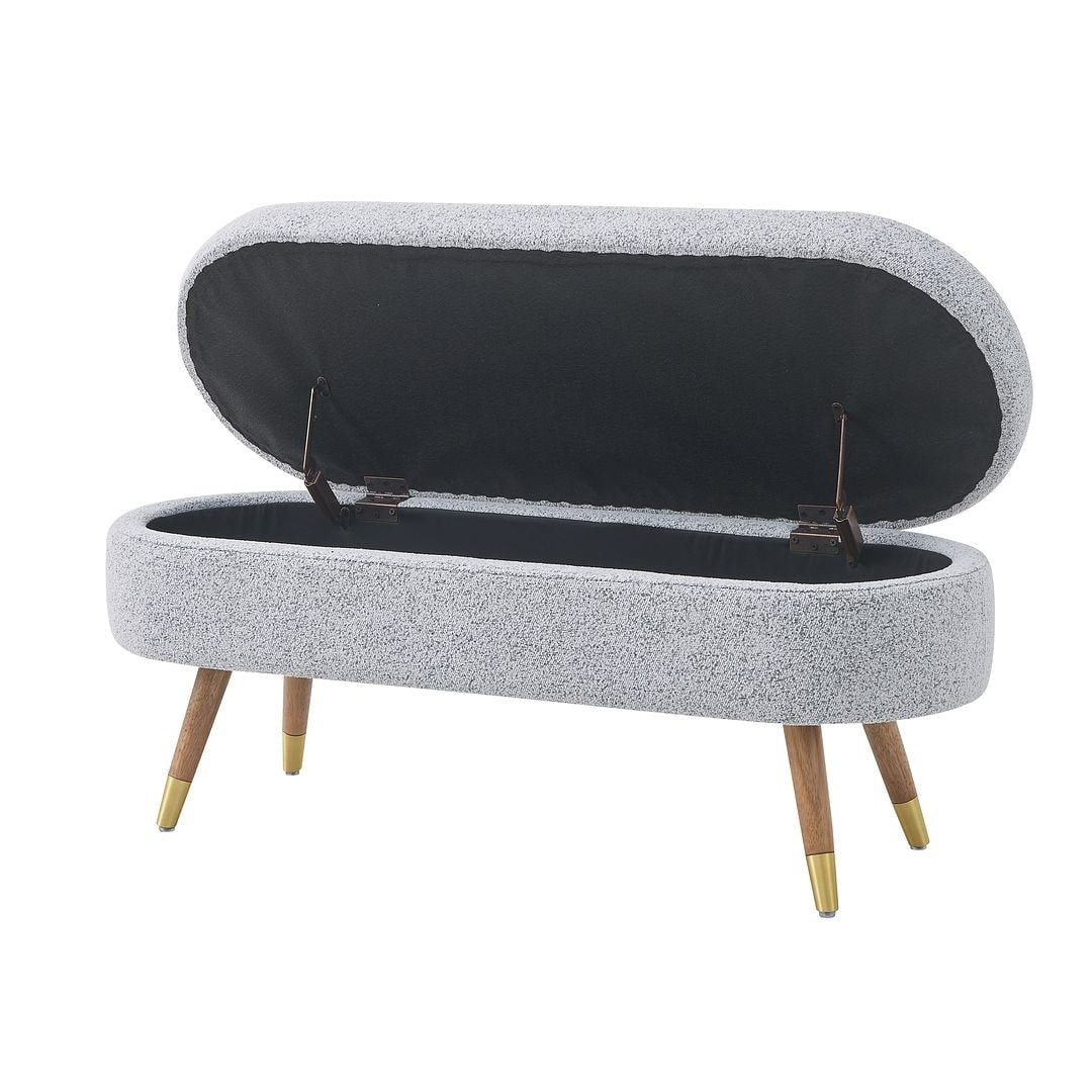 43.50" Upholstered boucle ottoman Storage Bench with wood leg