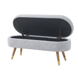 43.50" Upholstered boucle ottoman Storage Bench with wood leg