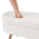 43.50" Upholstered boucle ottoman Storage Bench with wood leg