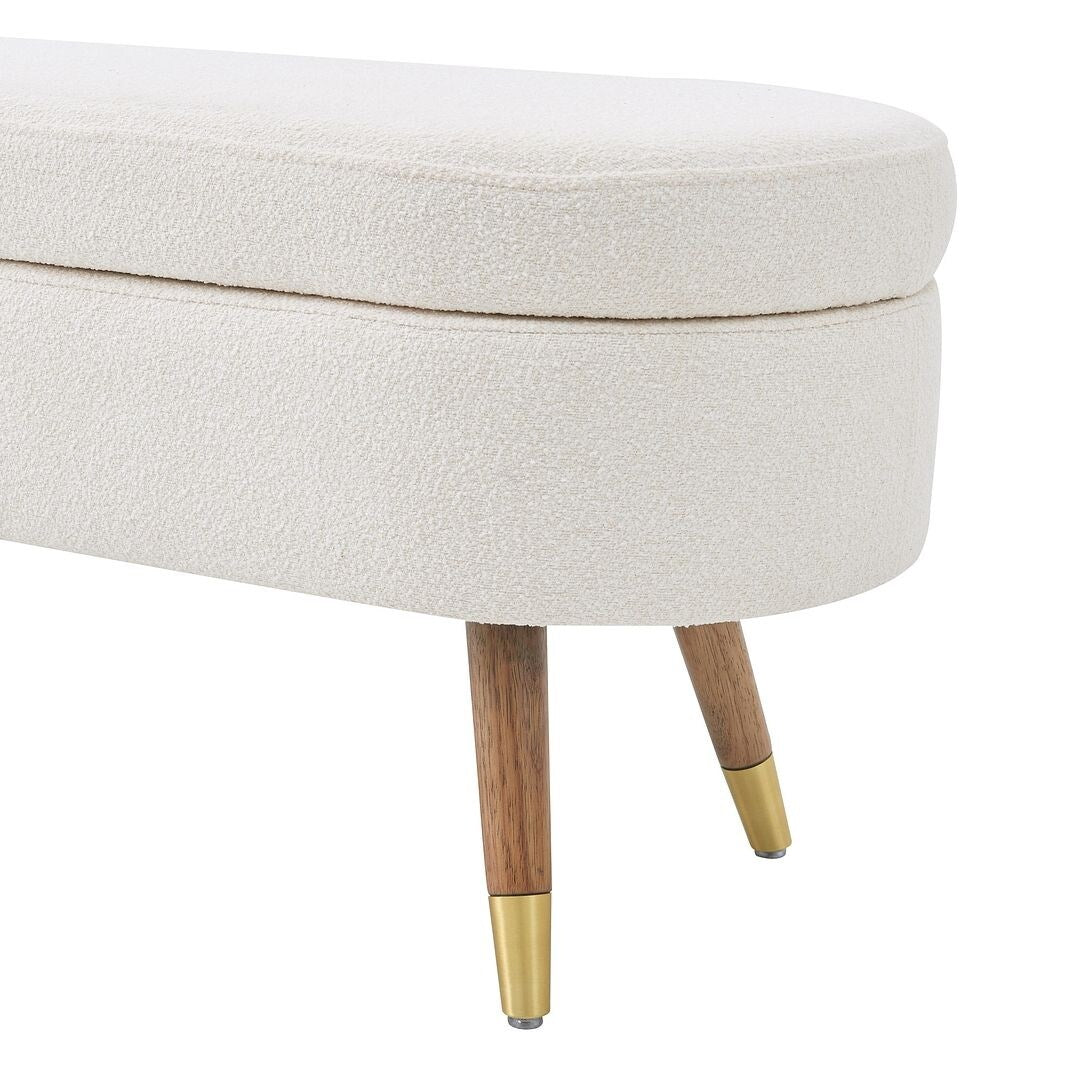 43.50" Upholstered boucle ottoman Storage Bench with wood leg