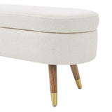 43.50" Upholstered boucle ottoman Storage Bench with wood leg