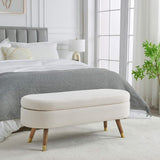 43.50" Upholstered boucle ottoman Storage Bench with wood leg