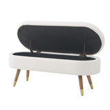 43.50" Upholstered boucle ottoman Storage Bench with wood leg