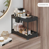 StorageBud 2 Tier Non-Slip Grip Kitchen Under Sink Organizer - Bathroom Cabinet Organizer with Utility Hooks and Side Caddy