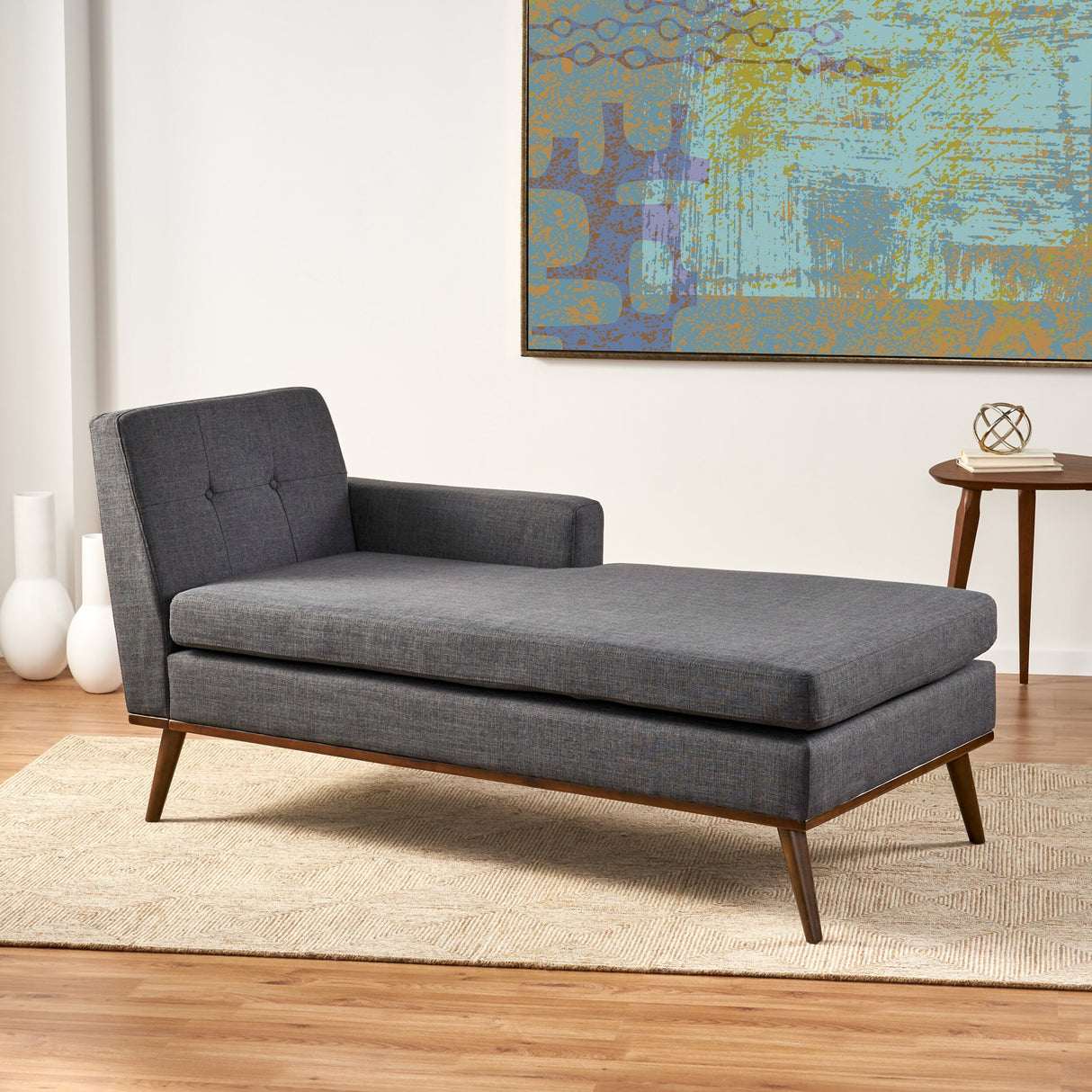 Stormi Tufted Chaise Lounge by Christopher Knight Home