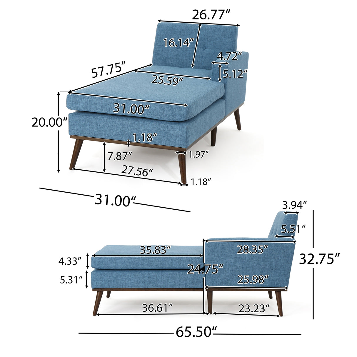Stormi Tufted Chaise Lounge by Christopher Knight Home