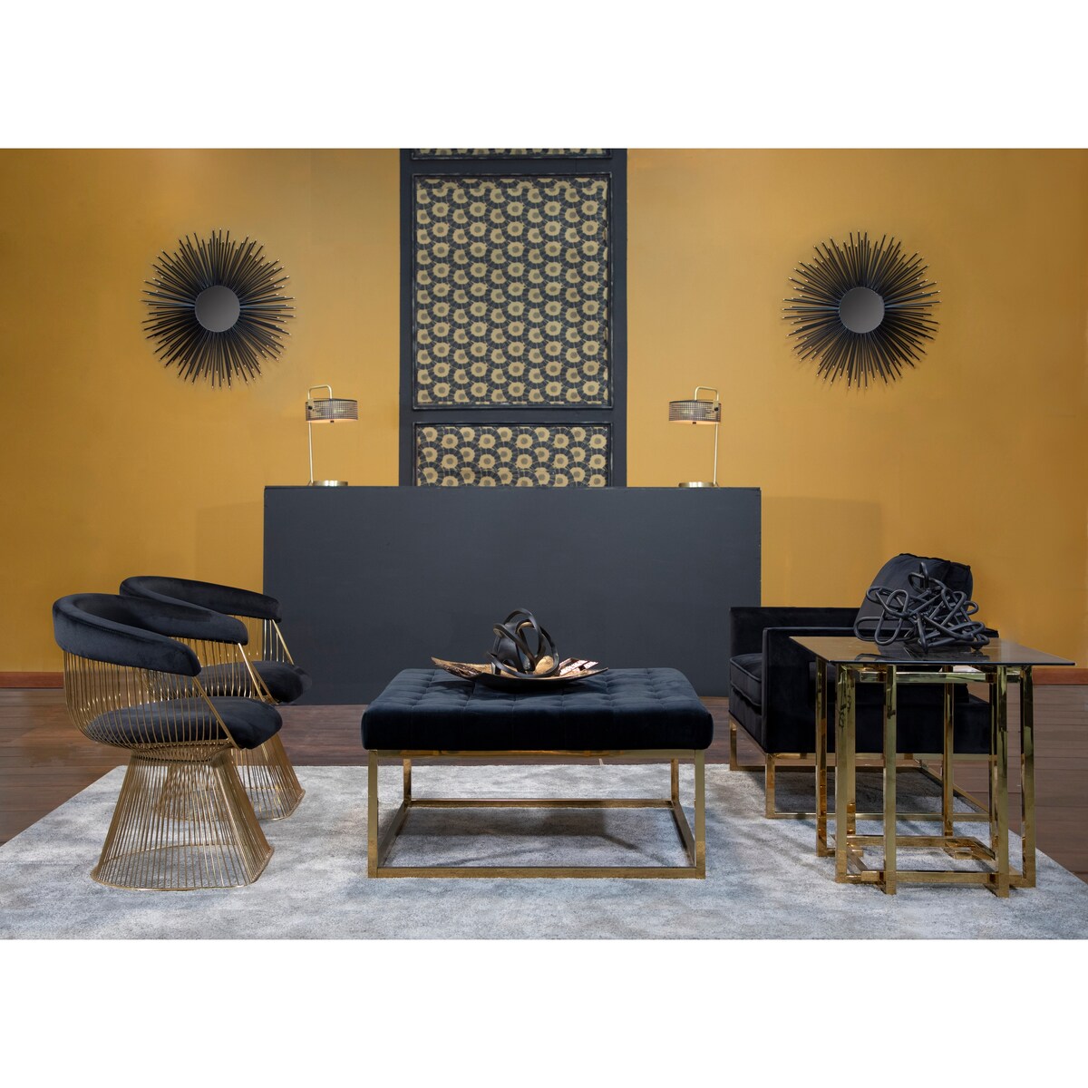 Strand Chair, Black, gold 30.0"H - 27.0" x 23.5" x 30.0"