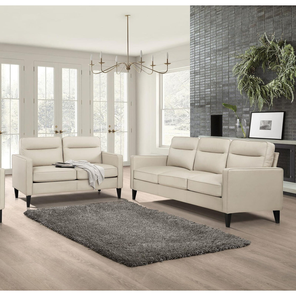 Luxor 2-piece Upholstered Track Arm Sofa Set