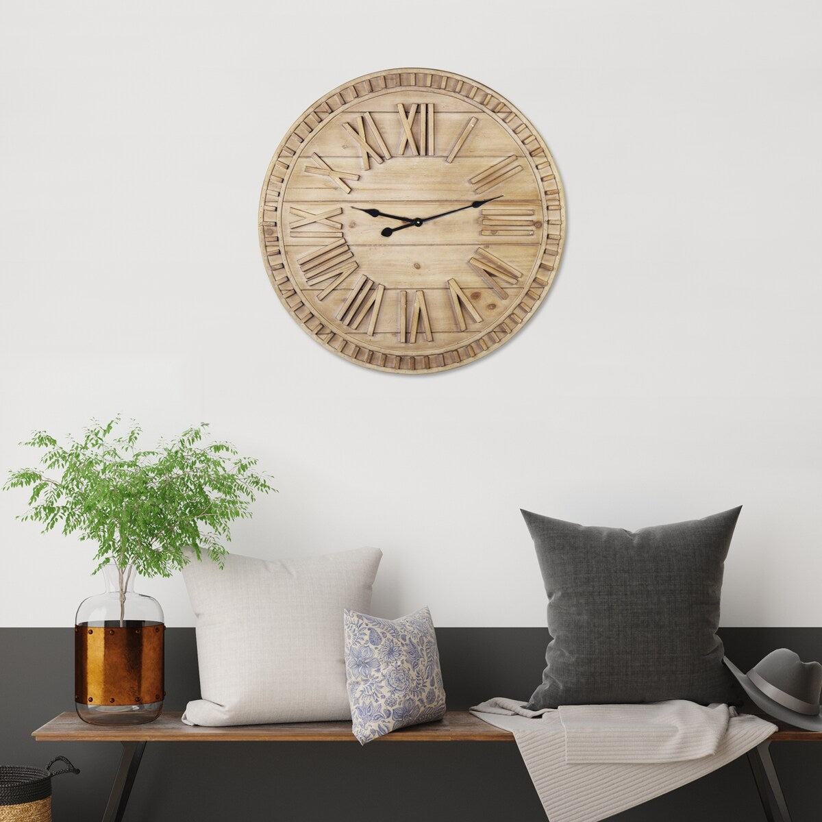 Stratton Home Decor 31.50 Inch James Wooden Wall Clock - 31.50 X 1.57 X 31.50