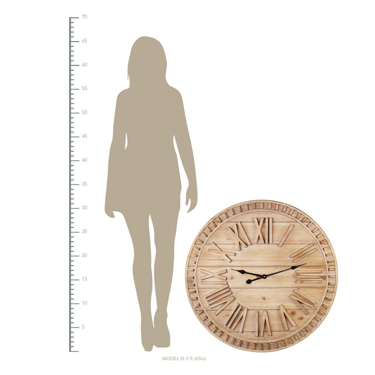 Stratton Home Decor 31.50 Inch James Wooden Wall Clock - 31.50 X 1.57 X 31.50
