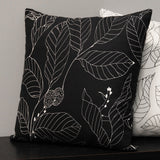 Stratton Home Decor Black Leaf Outline 18" Square Pillow