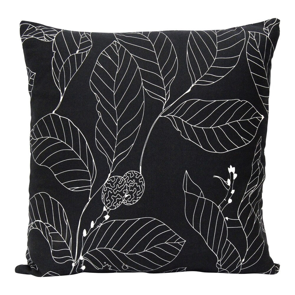 Stratton Home Decor Black Leaf Outline 18" Square Pillow