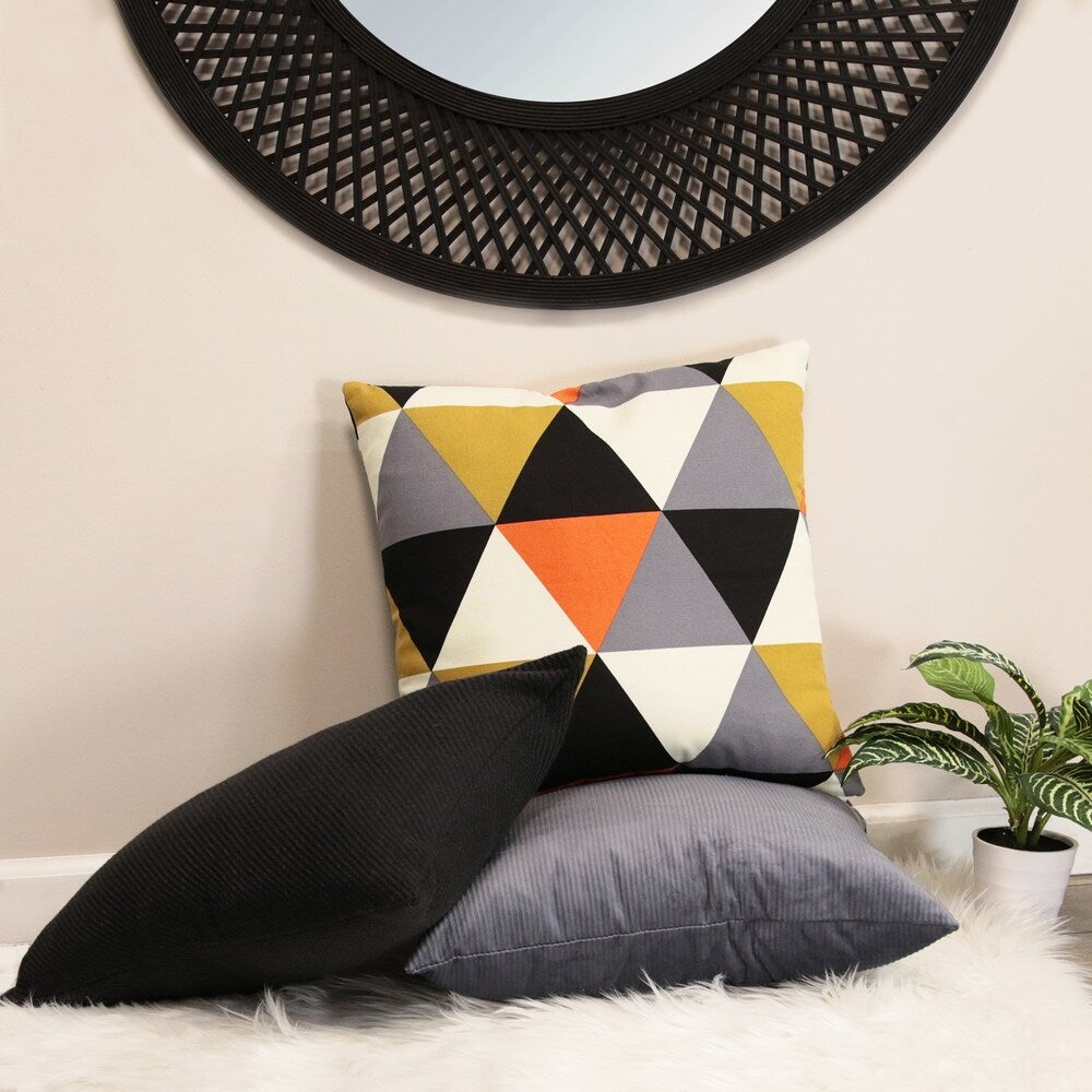 Stratton Home Decor Black Ribbed Lumbar Pillow