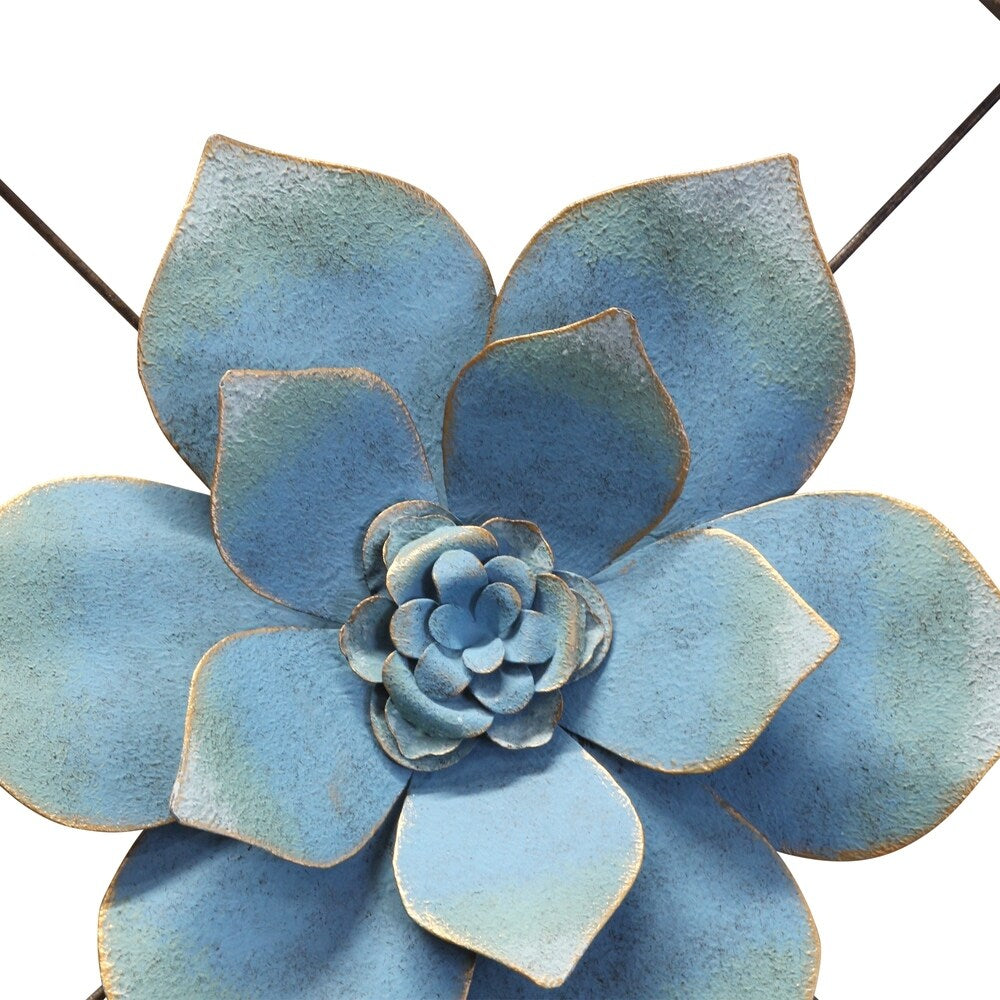 Stratton Home Decor Bold Blue Framed Metal Flower - 15.75 X 1.97 X 15.75