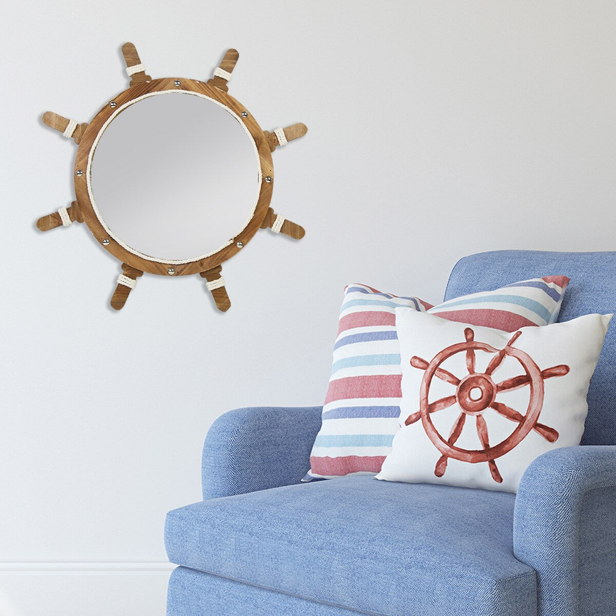 Stratton Home Decor Darlene Ship Wheel Wall Mirror - 25.5 X 1.18 X 25.5