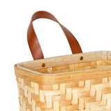 Stratton Home Decor Modern Farmhouse Woven Wall Basket with Faux Leather Handle