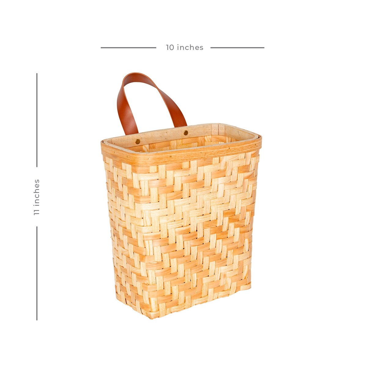 Stratton Home Decor Modern Farmhouse Woven Wall Basket with Faux Leather Handle