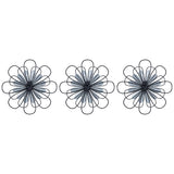 tratton Home Decor Set of 3 Layered Metal and Wood Flowers Wall Decor