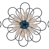 tratton Home Decor Set of 3 Layered Metal and Wood Flowers Wall Decor