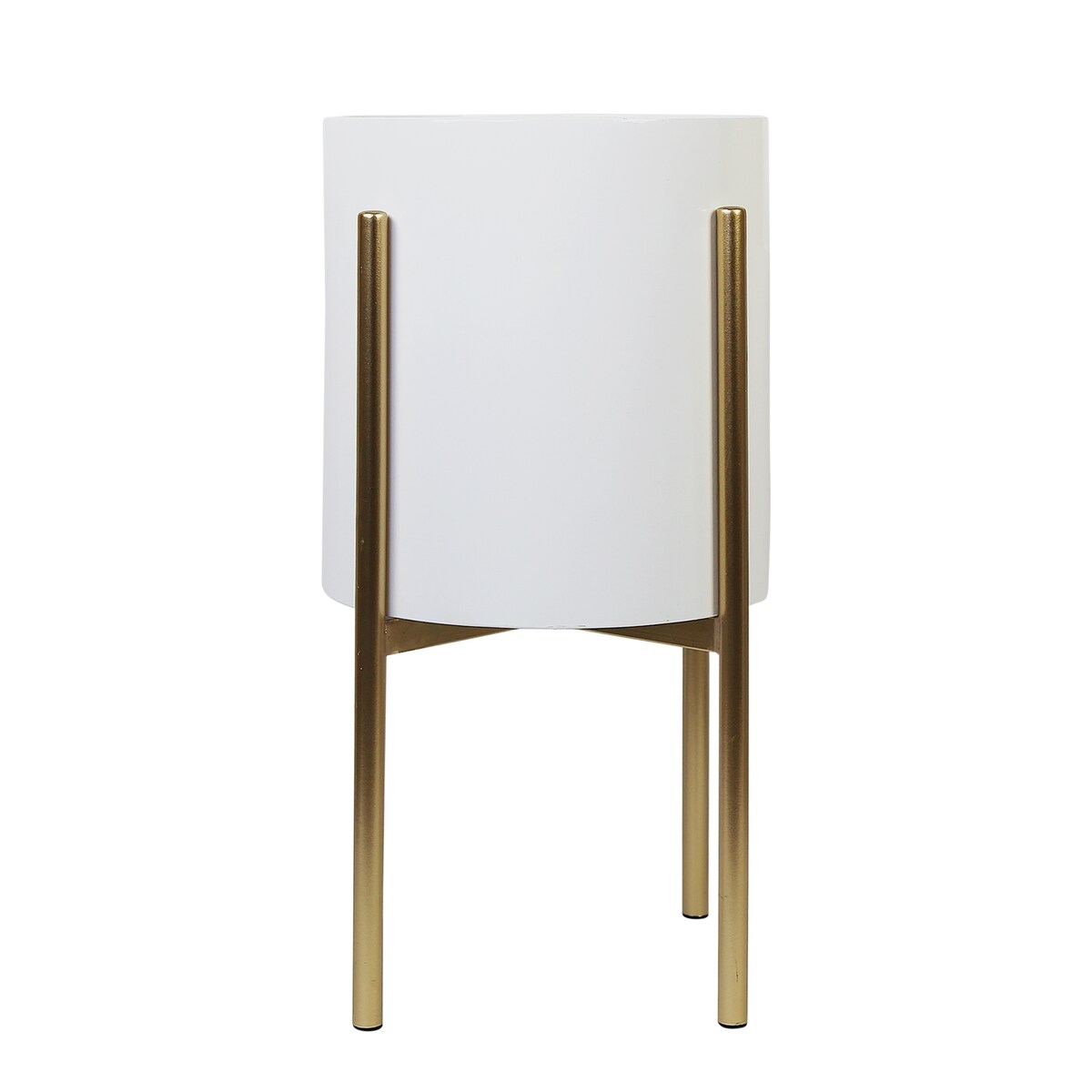 Stratton Home Decor White and Gold Metal Plant Stand - 11.25 X 11.25 X 19.75