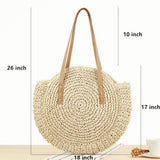 Straw Handbags Women Handwoven Round Corn Straw Bags Natural Chic Hand Large Summer Beach Tote Woven Handle Shoulder Bag