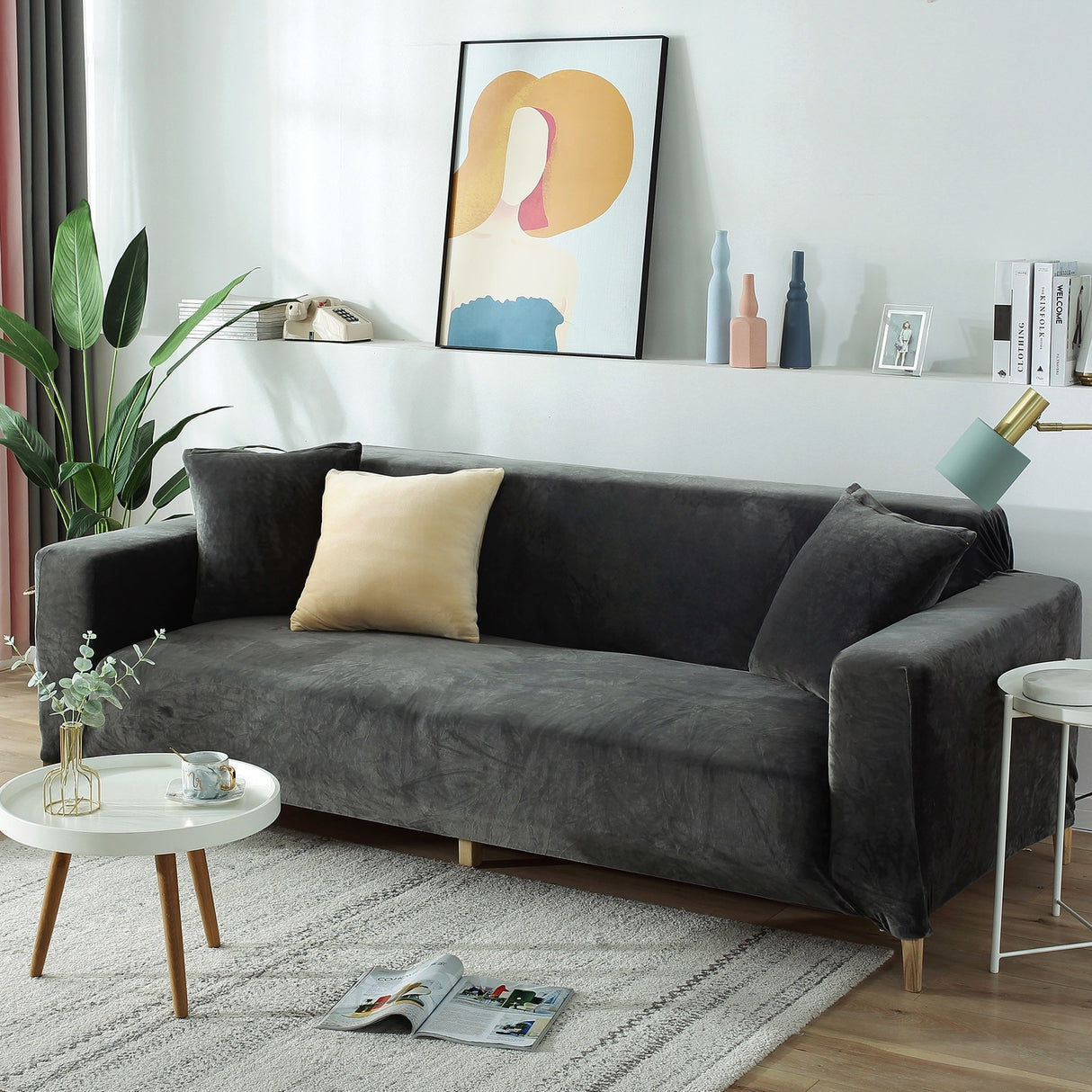 Stretch Sofa Slipcover Couch Cover Furniture Protector for 3-Seater - 70" - 90"