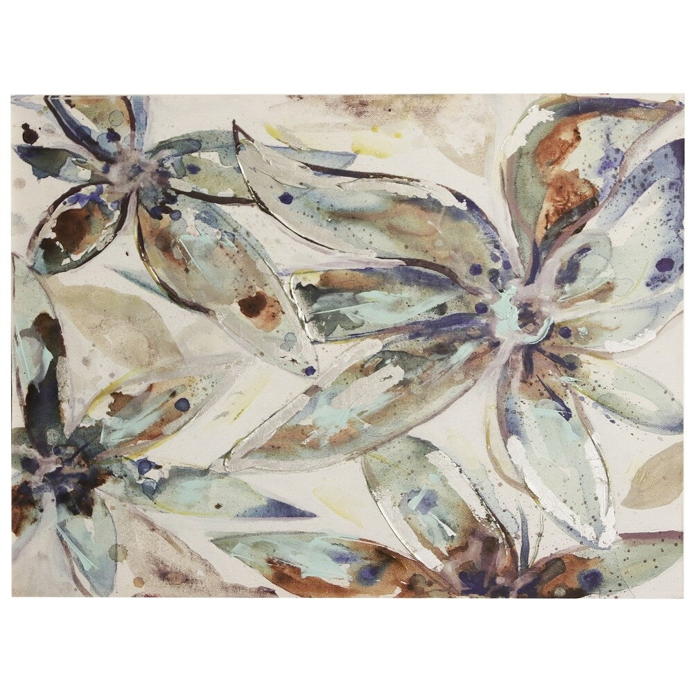 StyleCraft Stretched Multicolored Floral Acrylic Canvas Wall Art - Multi