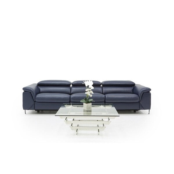 Strick & Bolton Hobbs Blue Eco-Leather Sofa with Electric Recliners