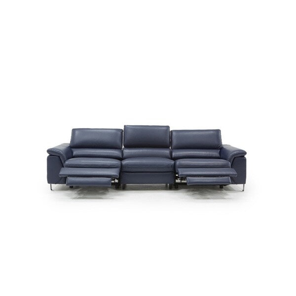 Strick & Bolton Hobbs Blue Eco-Leather Sofa with Electric Recliners