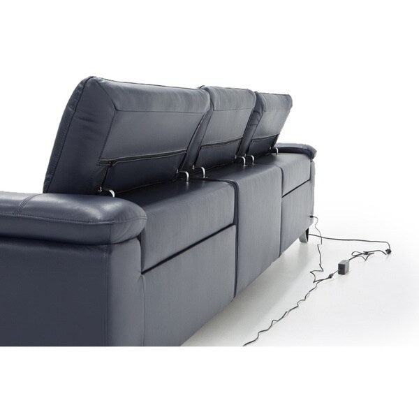 Strick & Bolton Hobbs Blue Eco-Leather Sofa with Electric Recliners