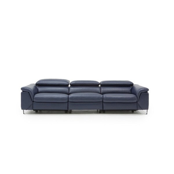 Strick & Bolton Hobbs Blue Eco-Leather Sofa with Electric Recliners