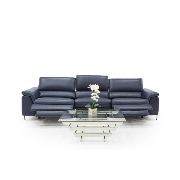 Strick & Bolton Hobbs Blue Eco-Leather Sofa with Electric Recliners