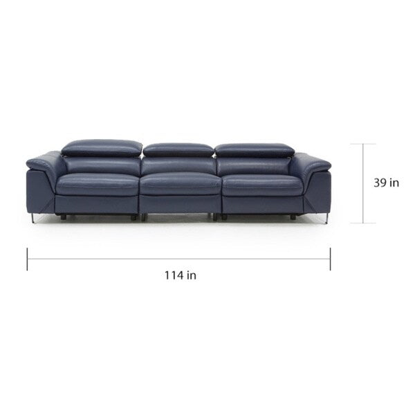 Strick & Bolton Hobbs Blue Eco-Leather Sofa with Electric Recliners
