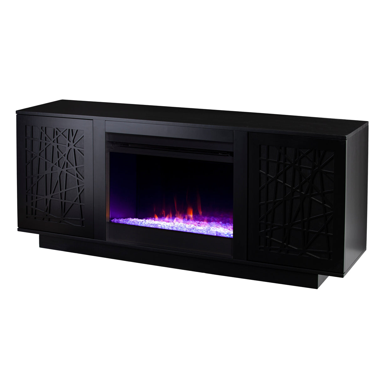 SEI Furniture Delauro Color Changing Electric Fireplace Media TV Stand with Storage
