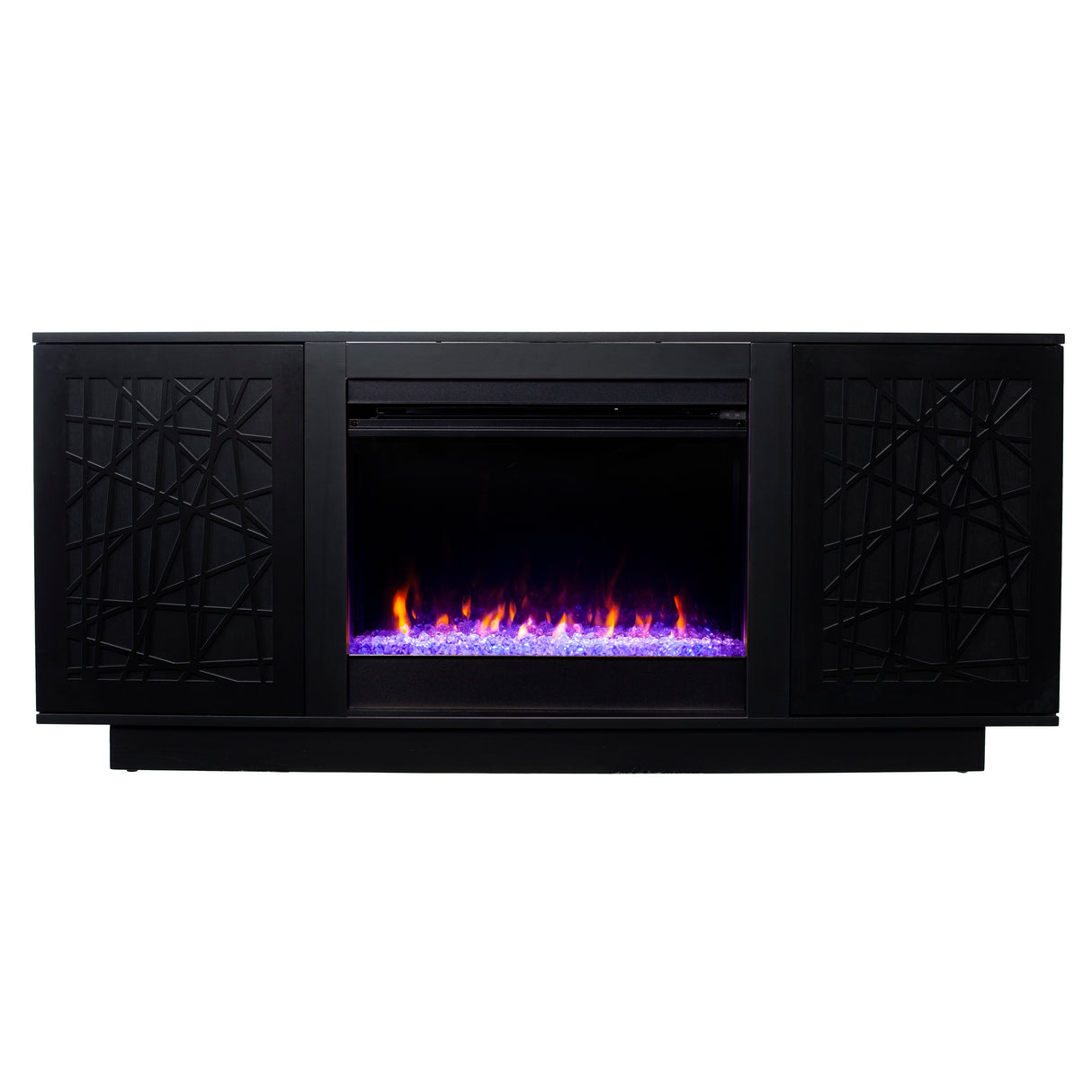 SEI Furniture Delauro Color Changing Electric Fireplace Media TV Stand with Storage