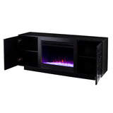 SEI Furniture Delauro Color Changing Electric Fireplace Media TV Stand with Storage