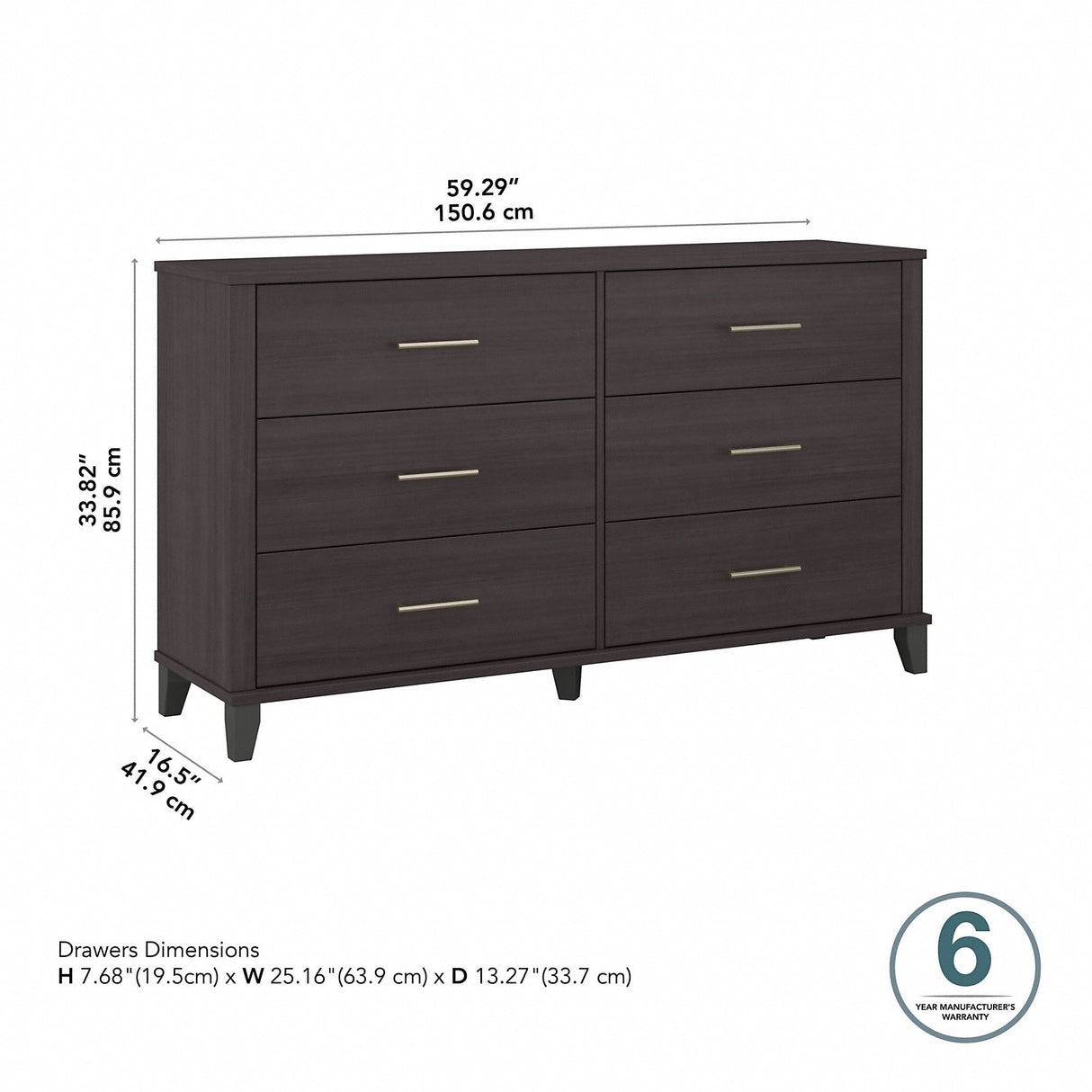 Transitional Grain-textured Grey Dresser